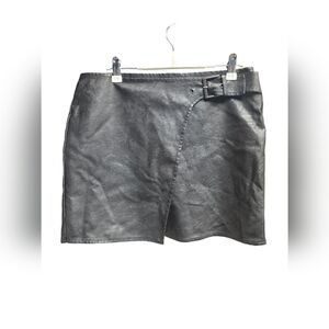 Jack by BB Dakota Mini Wrap Skirt Belted Black Faux Leather Size 8